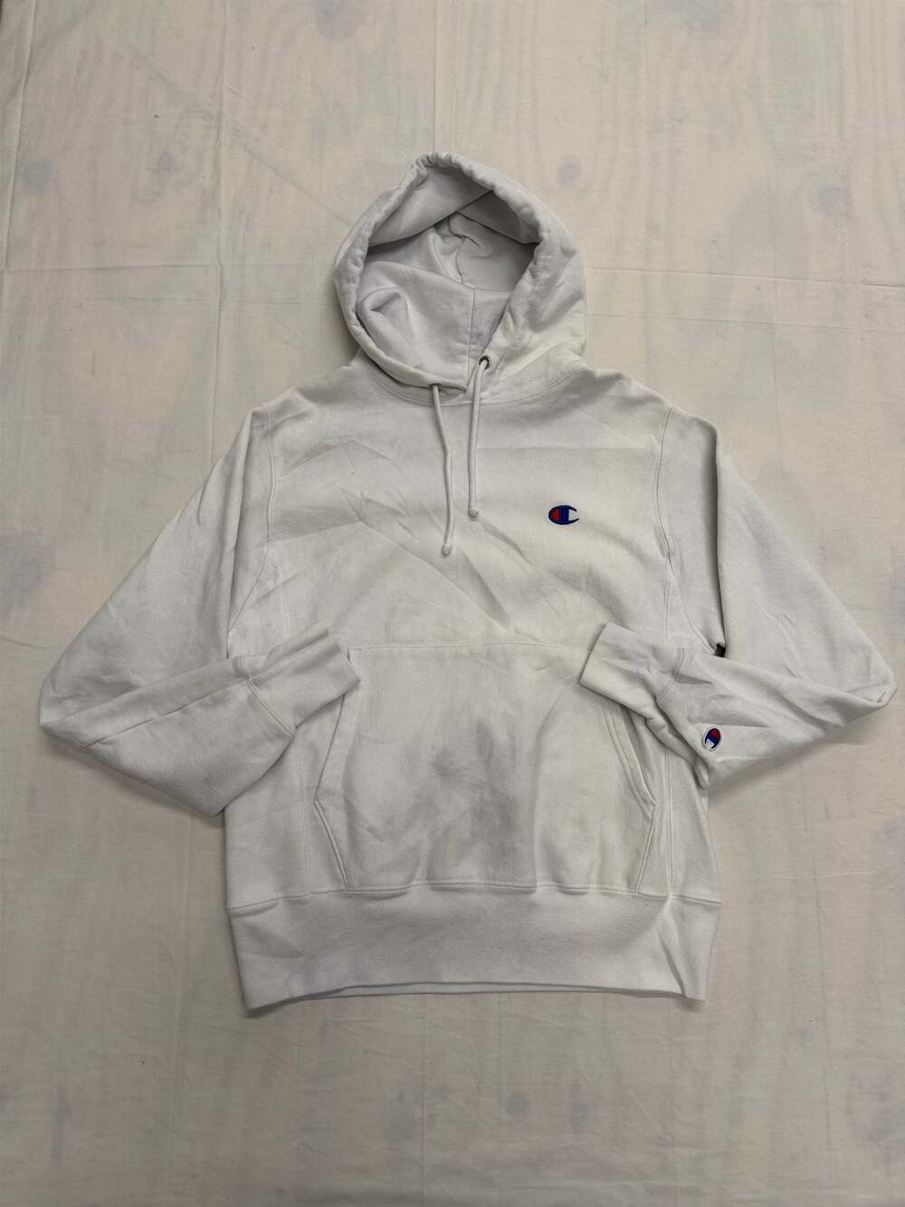 Champion Reverse Weave White Pullover C Logo Hoodie